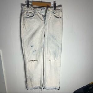Scotch & Soda White Distressed Straight Leg Jeans